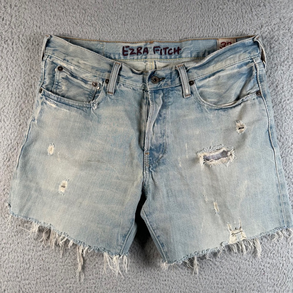 Vtg Y2K Ezra Fitch Abercrombie & Fitch Distressed Denim Shorts Men 32 Button Fly